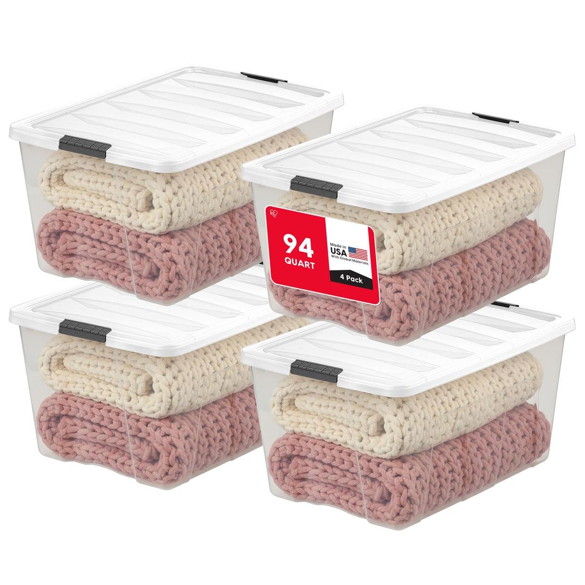 IRIS USA 10-Pack 6 Quart Storage Bins with Lids, Pearl
