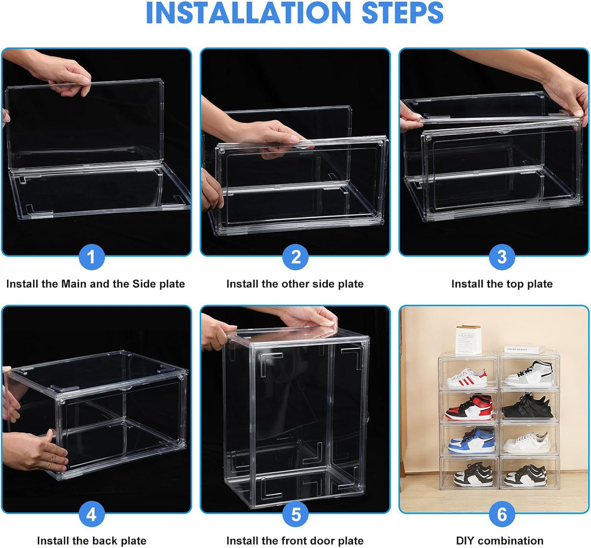HIYOHIYO Clear Shoe Storage Box with Large Capacity Fits US Size 14, 1-Pack