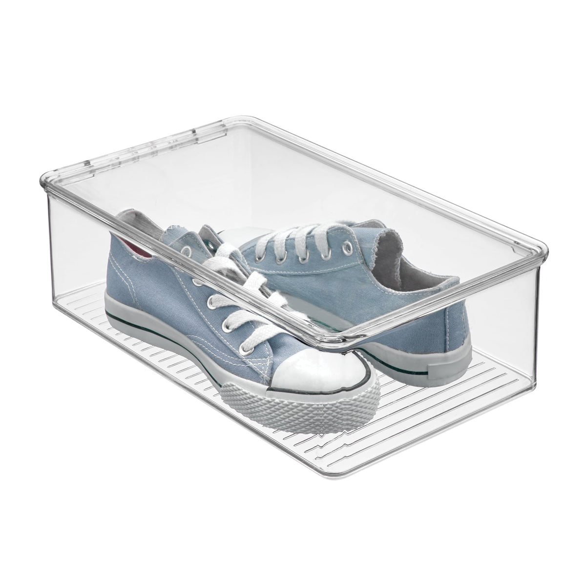 iDesign Stackable Plastic Shoe Box with Hinged-Lid, Set of 4, Clear