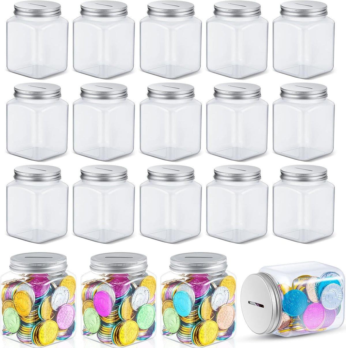 Roowest 6 Pcs Reward Coin Jars for Kids Classroom Behavior Management