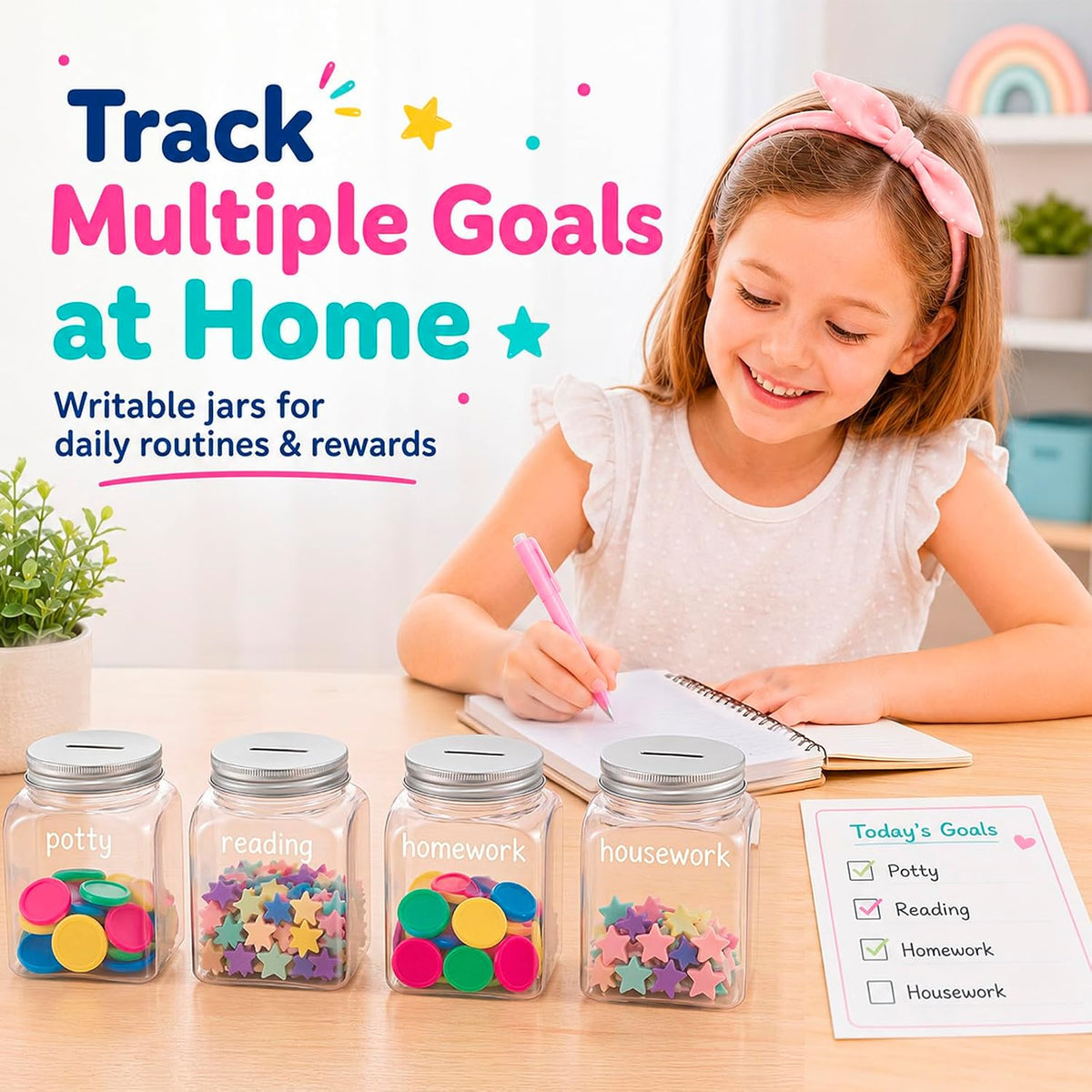 Roowest 48 Pcs Reward Coin Jars for Kids Classroom Behavior Management