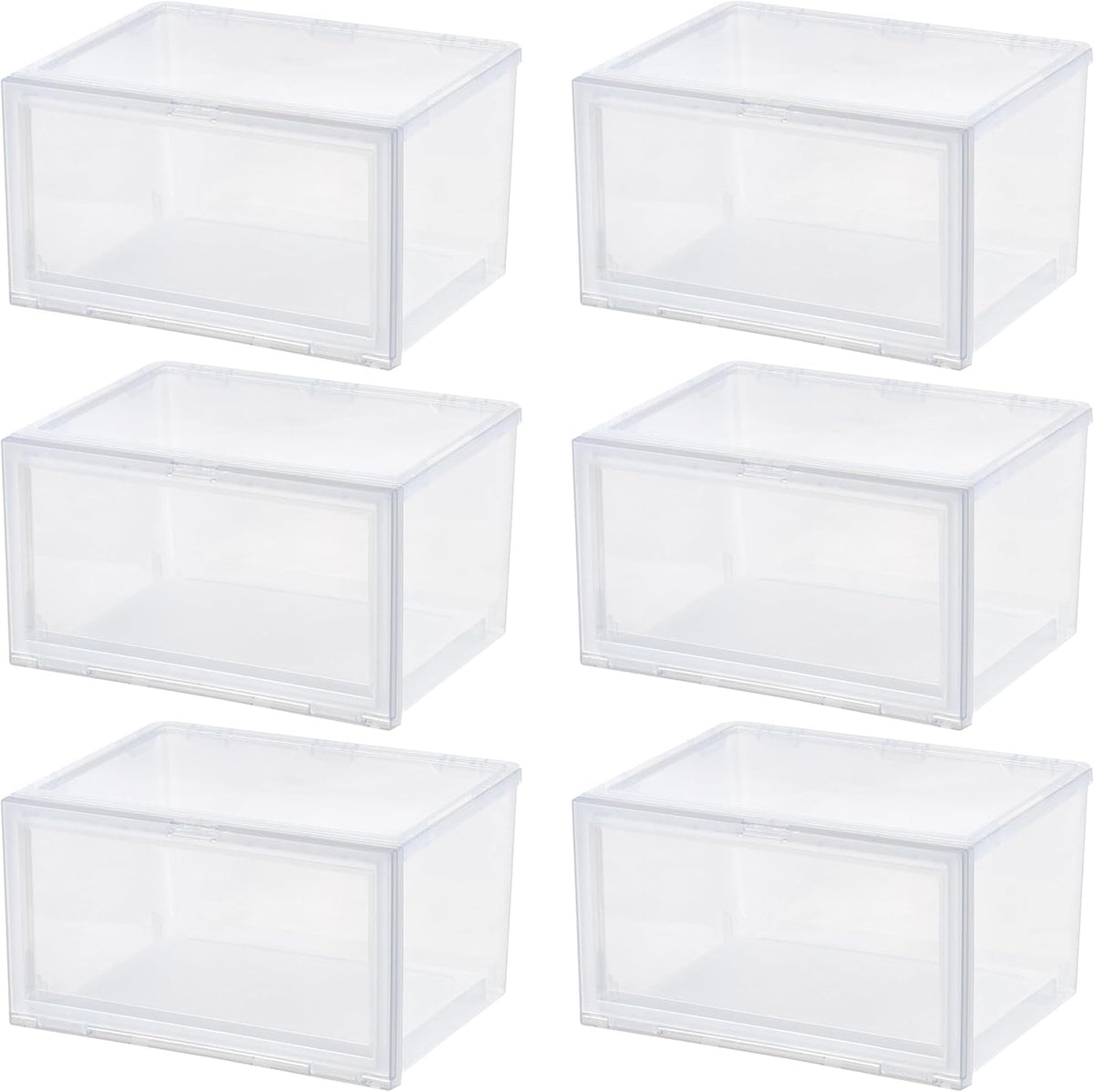 IRIS USA 6-Pack, Stackable Shoe Display Box with Flip Door, Clear