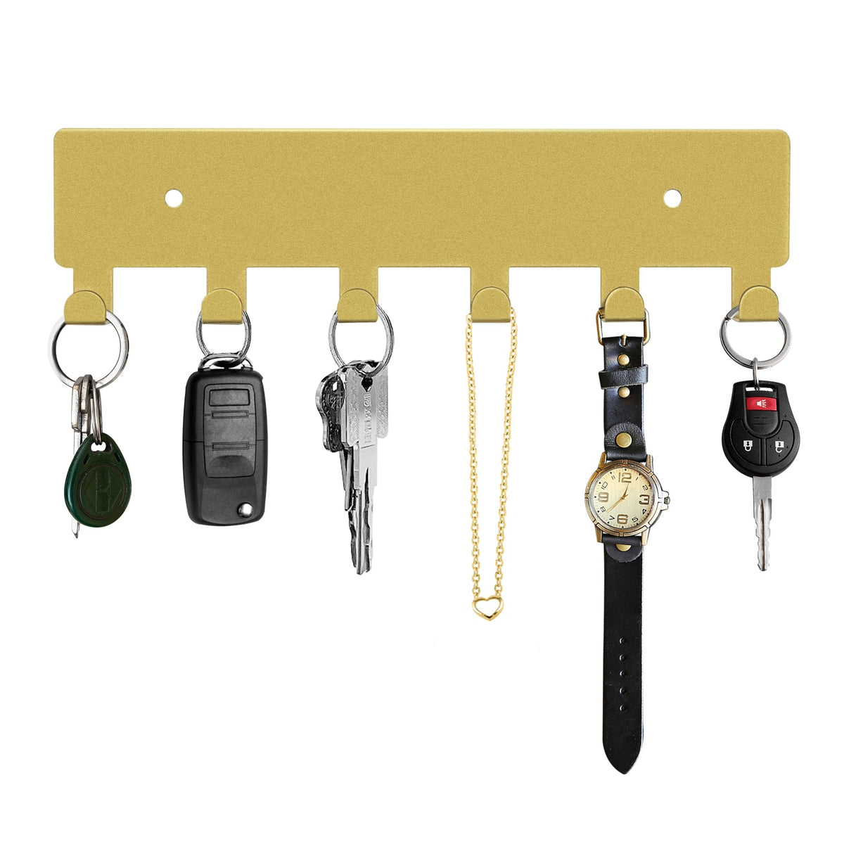 GTK Key Holder for Wall Key Hooks with Tray and 6 Hooks, Wall Mounted Key Holder for Hallway, Key Rack with Shelf for Mail Storage (Black)