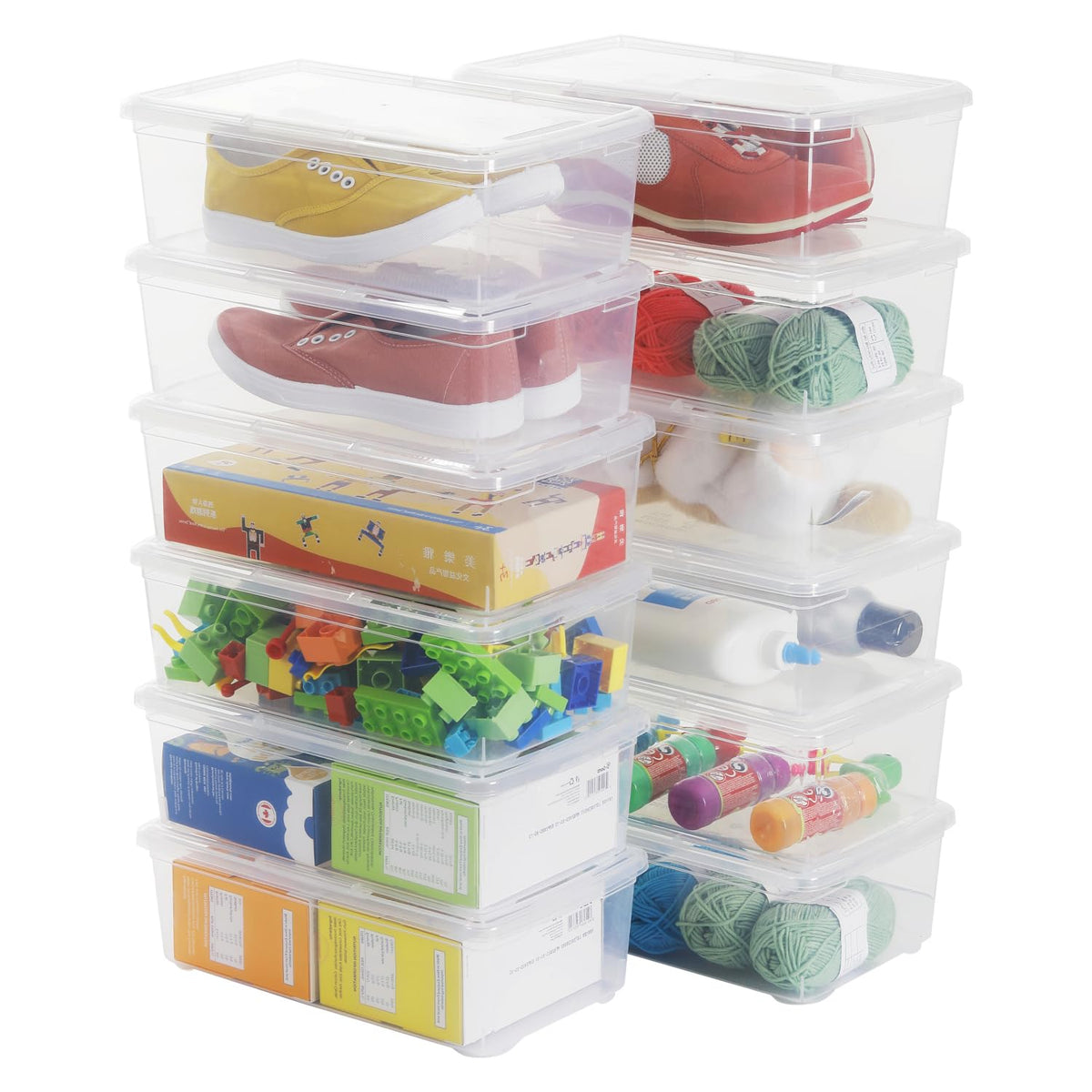 Stackable Plastic Storage Shoebox,Clear Bins (Transparent 8Pack)
