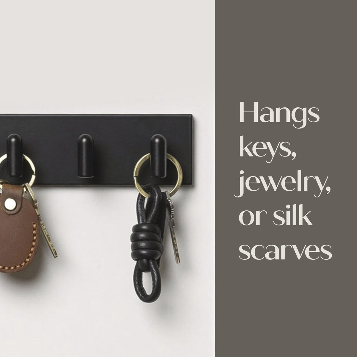 Command Decor Metal Key Rail, Matte Black, 1 Hook Rail, 8 Small Strips