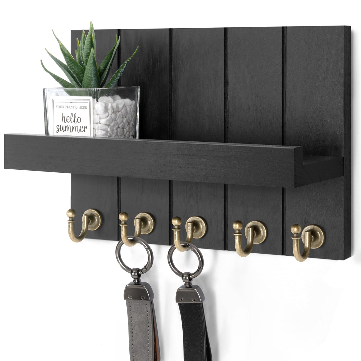 Rebee Vision Key Holder Wall Mount with 5 Key Hooks for Entryway, White