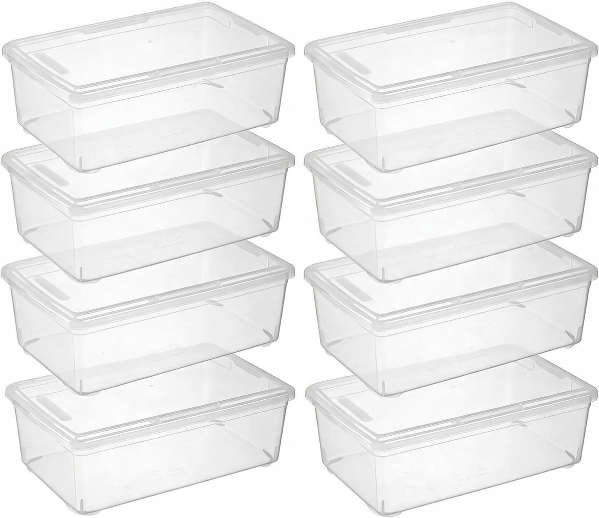 novelinks 8 Pack 6 Quart Stackable Shoe Storage Bins with Lids (Clear)