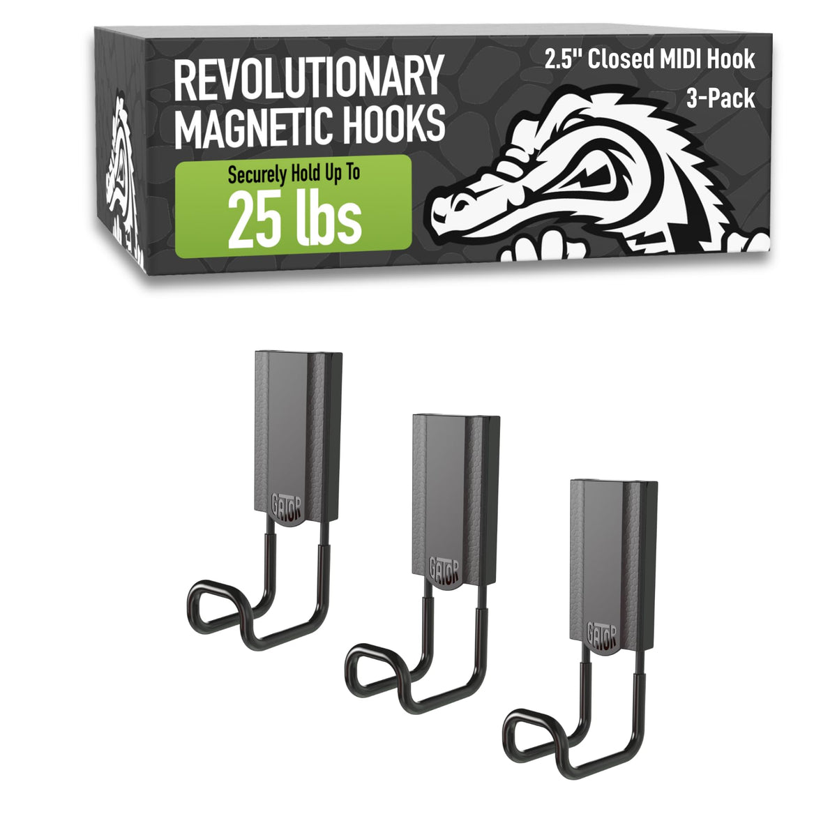 GATOR MAGNETICS MIDI 4 in Red Open Hooks, 25 lb Magnetic Hooks – 3 Pack