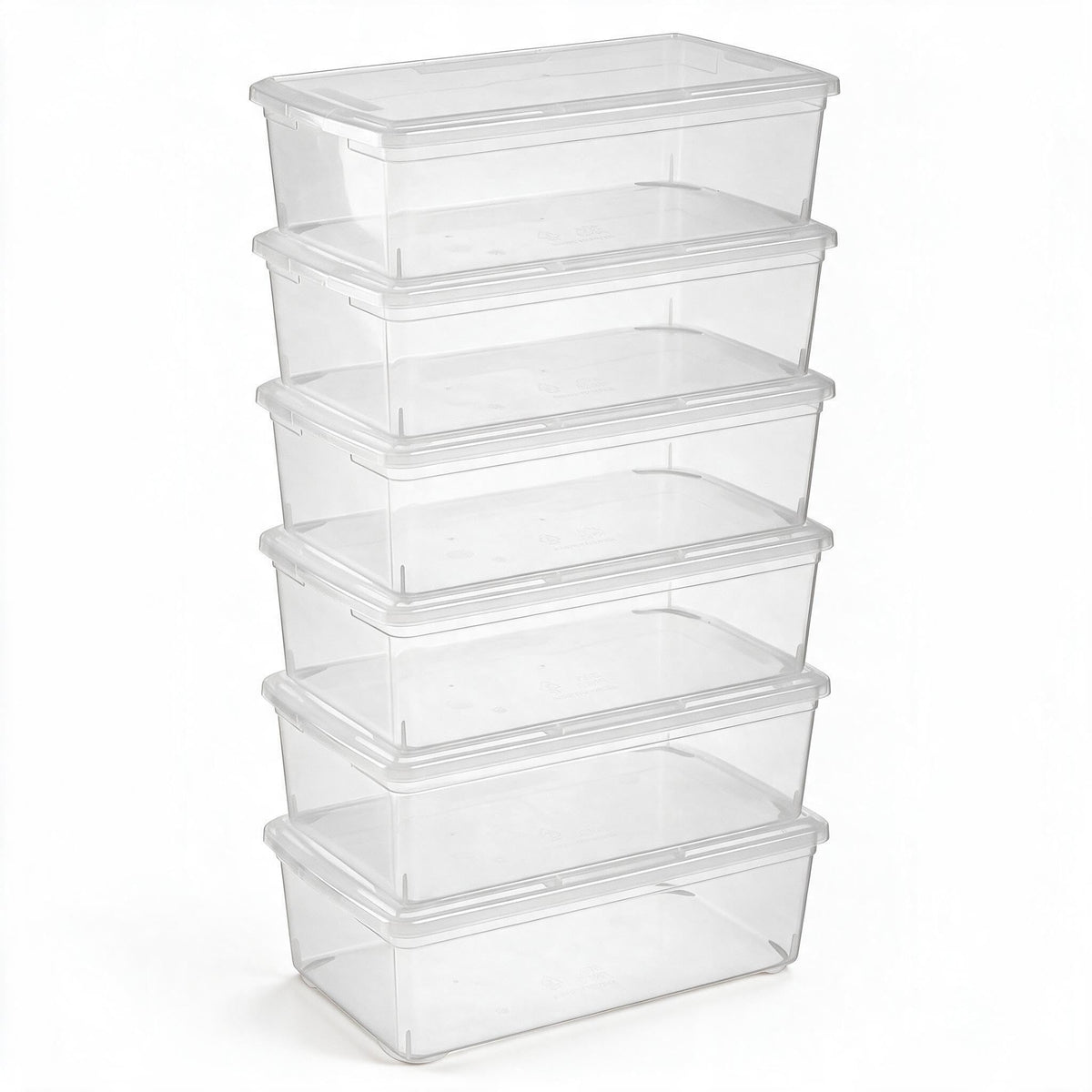 novelinks 8 Pack 6 Quart Stackable Shoe Storage Bins with Lids (Clear)