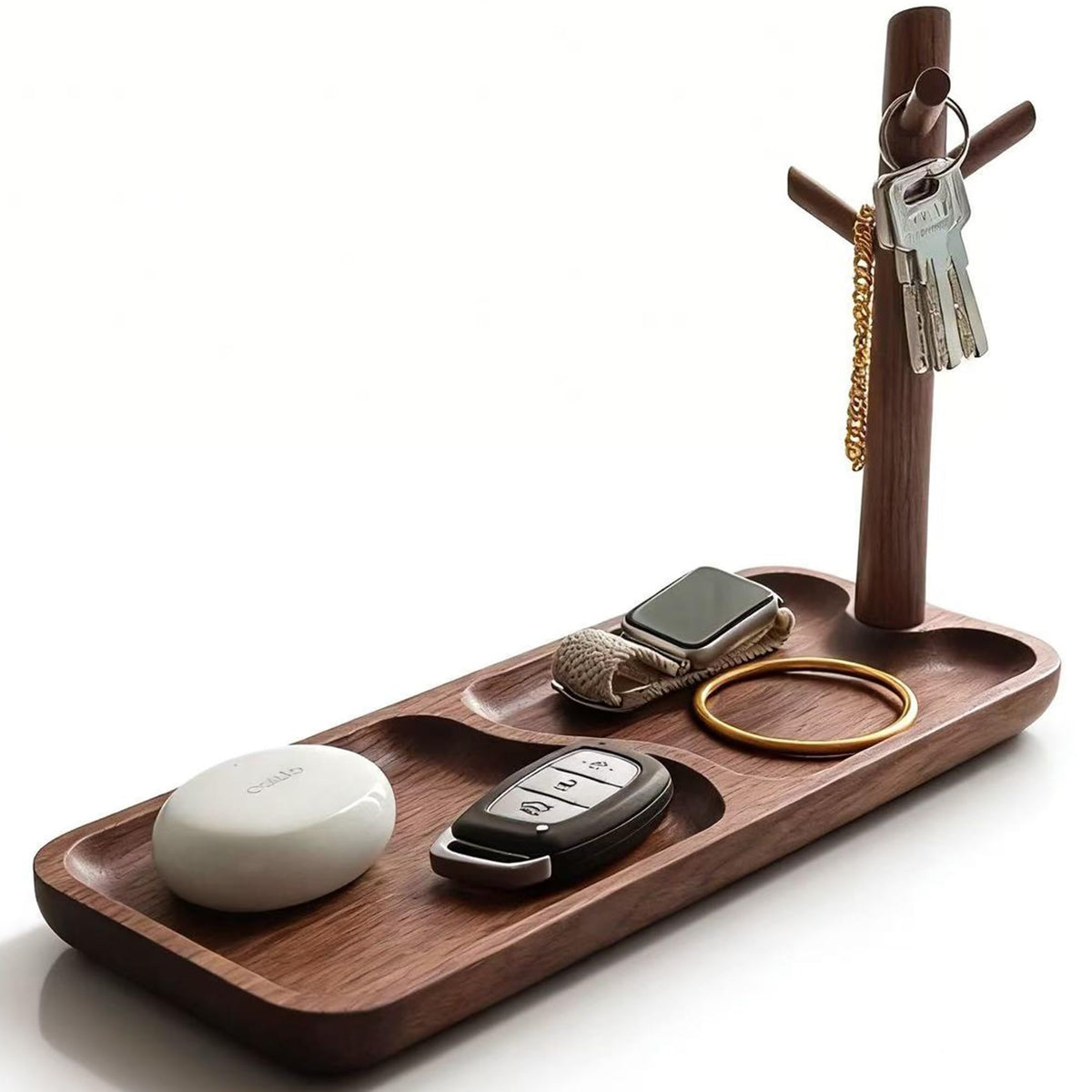 Solid Black Walnut Wooden Key Tray, Key Bowl for Entryway Table