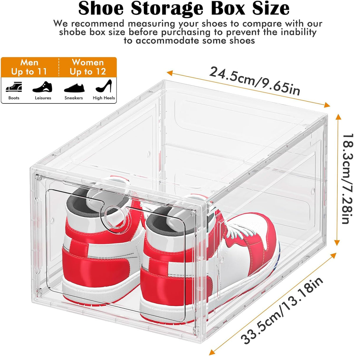 ARSTPEOE 6-Pack Clear Shoe Storage Boxes Magnetic Stackable