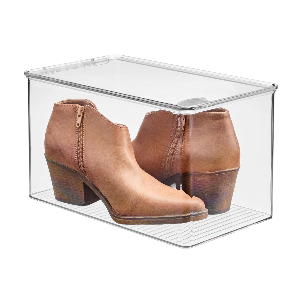 iDesign Stackable Clear Plastic Shoe Boxes with Lids, 2-Pack