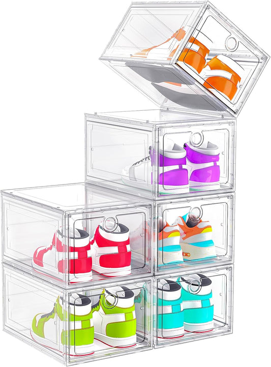 ARSTPEOE 6-Pack Clear Shoe Storage Boxes Magnetic Stackable
