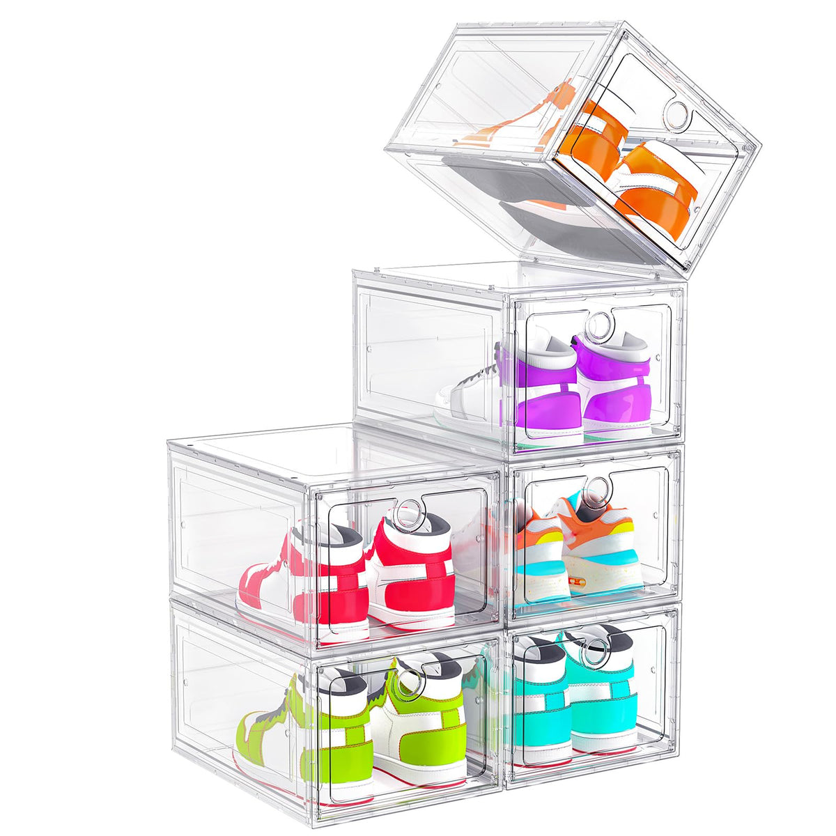 ARSTPEOE 6-Pack Clear Shoe Storage Boxes Magnetic Stackable