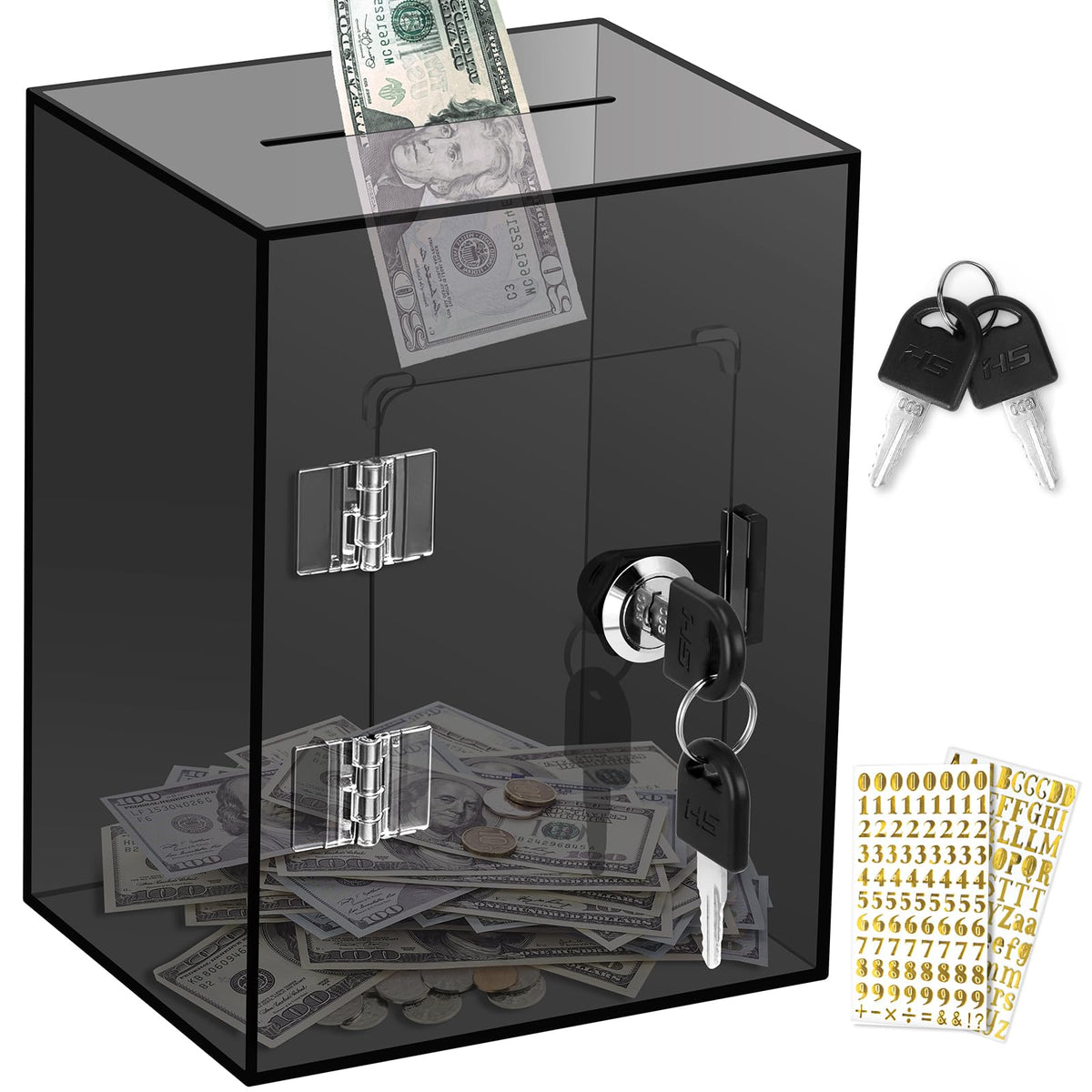 X-Large Piggy Bank for Adults Kids, Acrylic Clear Piggy Bank with Key