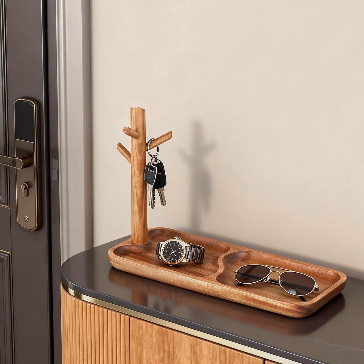 Acacia Wood Key Tray for Entryway Table Rectangle