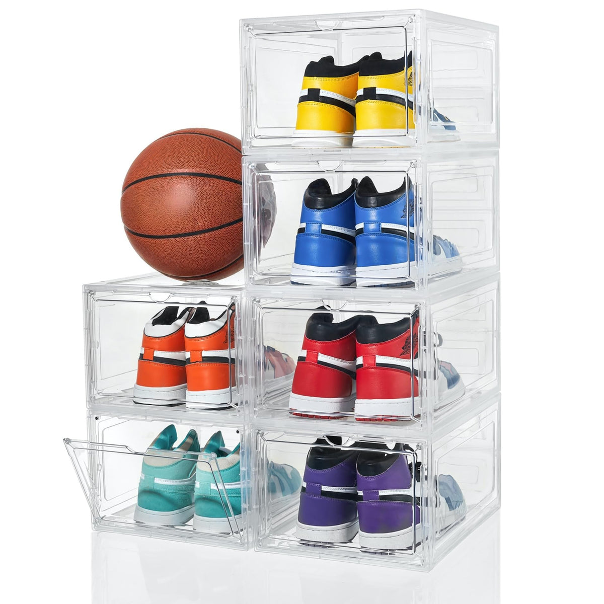 ZLLZUU Shoe Shoe Storage Boxes, 6 Pack Stackable Shoes Organizer Clear