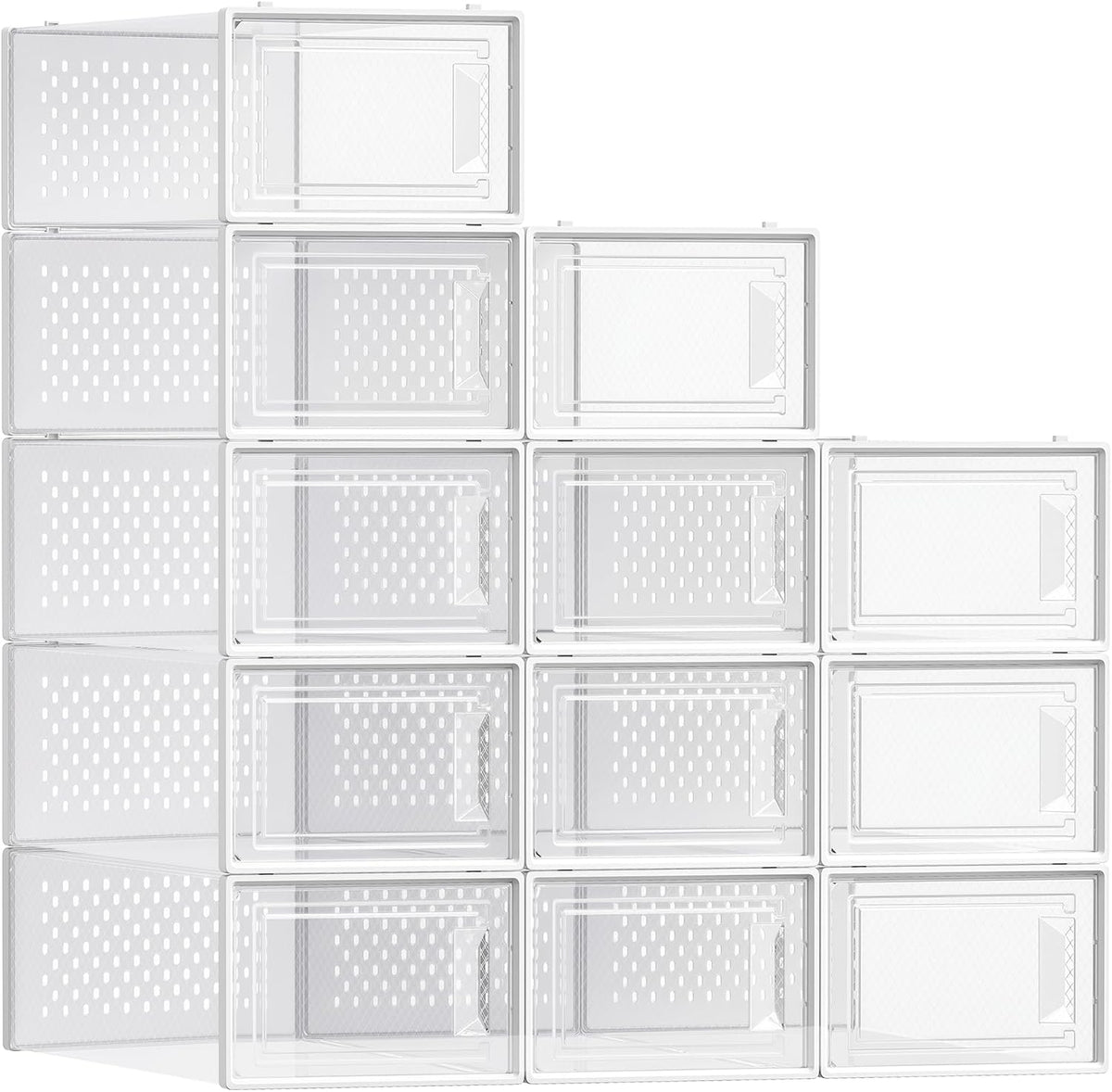 SONGMICS Shoe Boxes, Clear Plastic Sneaker Box, Pack of 12