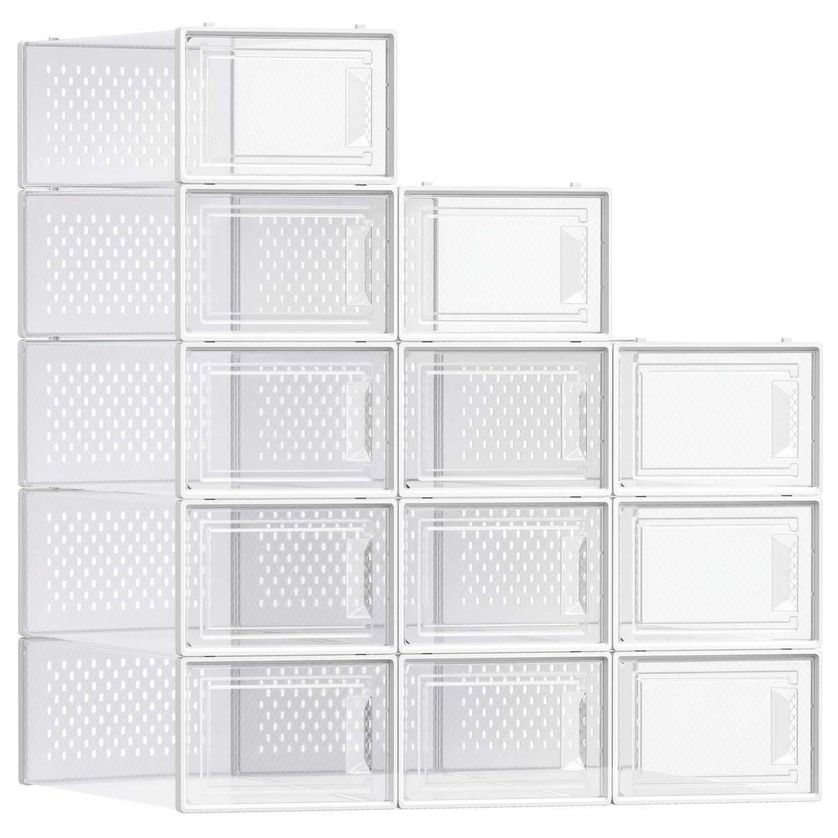 SONGMICS Shoe Boxes, Clear Plastic Sneaker Box, Pack of 15