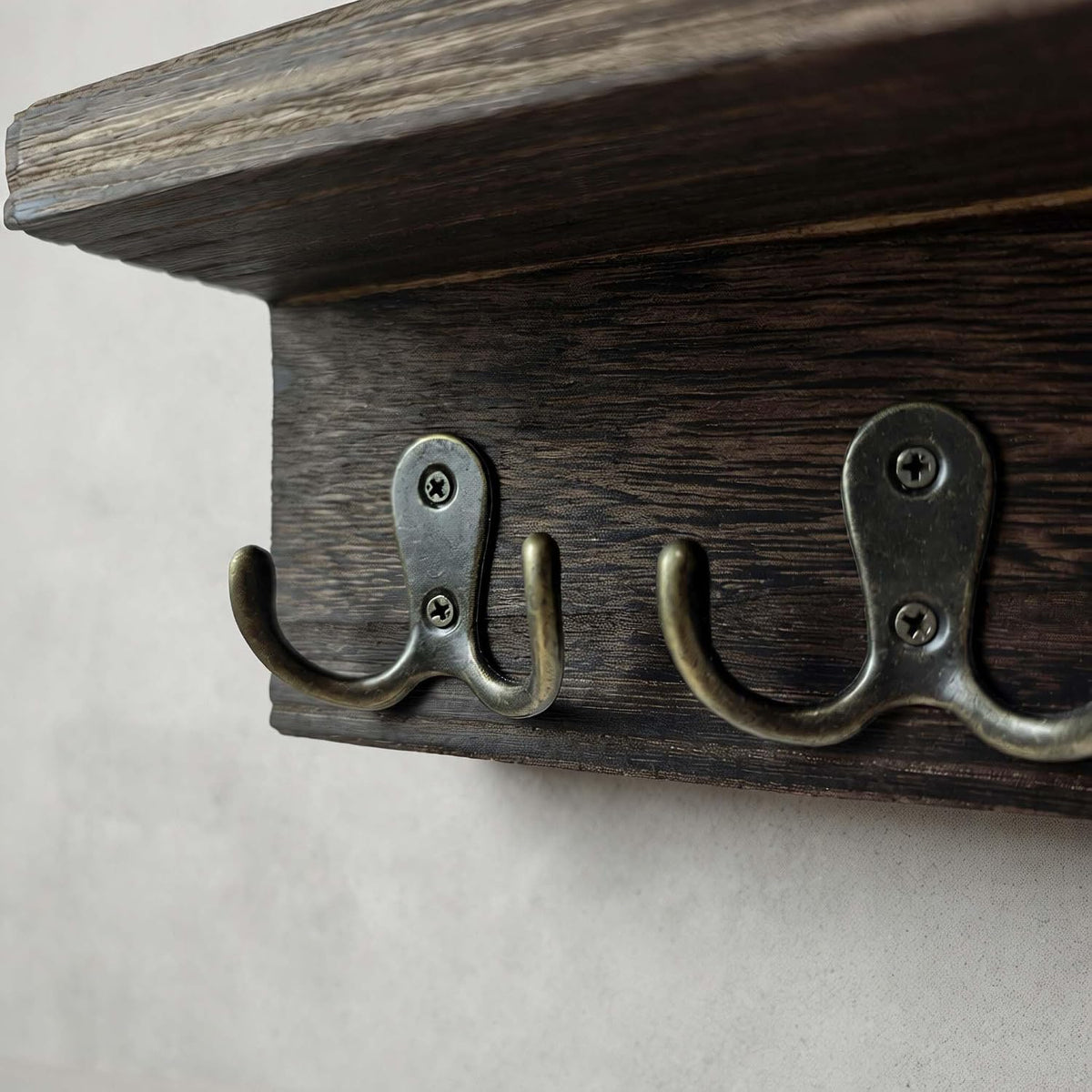 eBun Magnetic Mail Organizer with Key Hooks - 2-Pack Solid Wood Wall Mount for Letters & Bills, 12 Hooks Entryway Holder, No-Drill for Renters