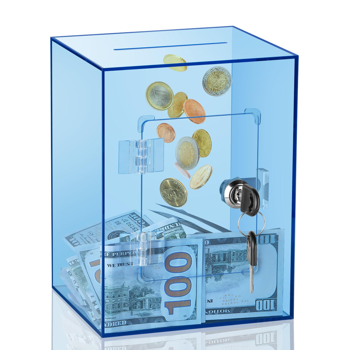 Clear Piggy Bank with Lock & Key for Adults Kids, Acrylic Money Saving Box