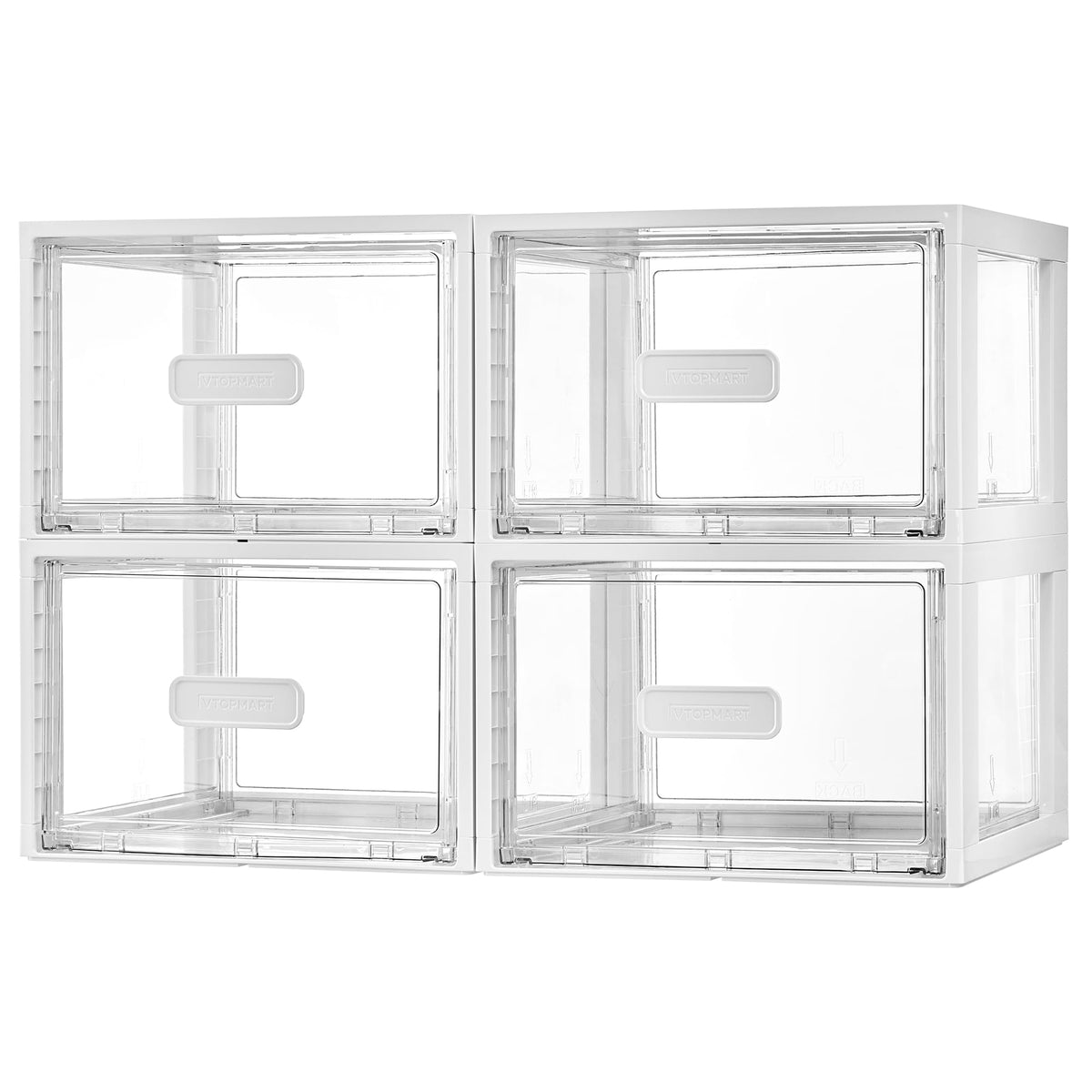 Vtopmart 2 Pack Large Clear Stackable Storage Drawers for Closet, 23QT