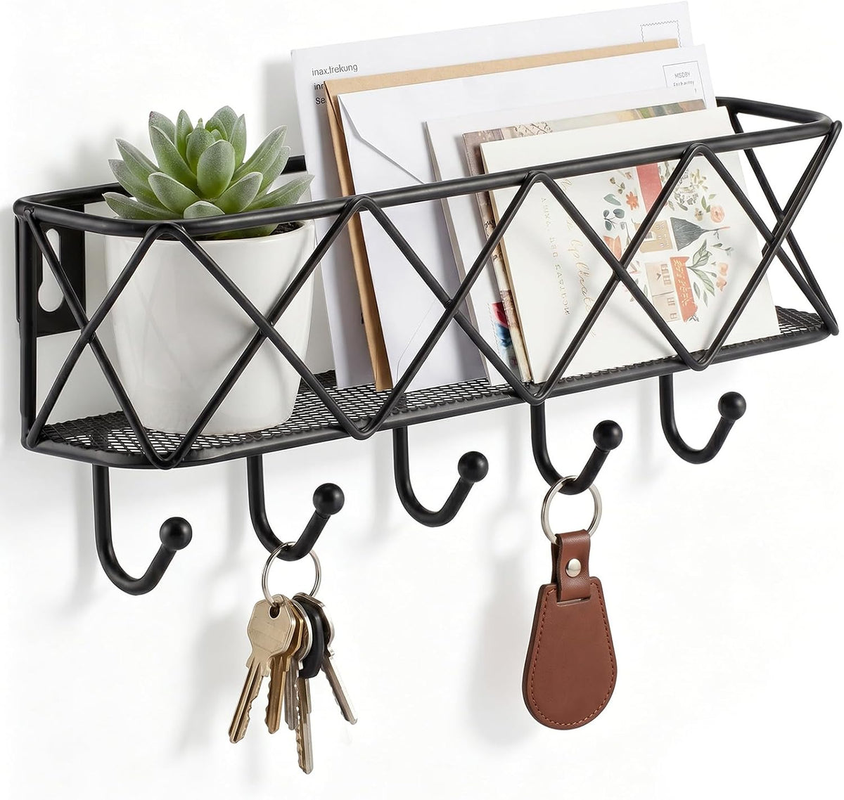 HappyHapi Key Holder Wall Mount, Metal Key Rack, 9.8”Lx2.1”Wx4.1”H