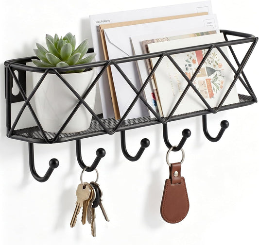 HappyHapi Key Holder Wall Mount, Metal Key Rack, 9.8”Lx2.1”Wx4.1”H