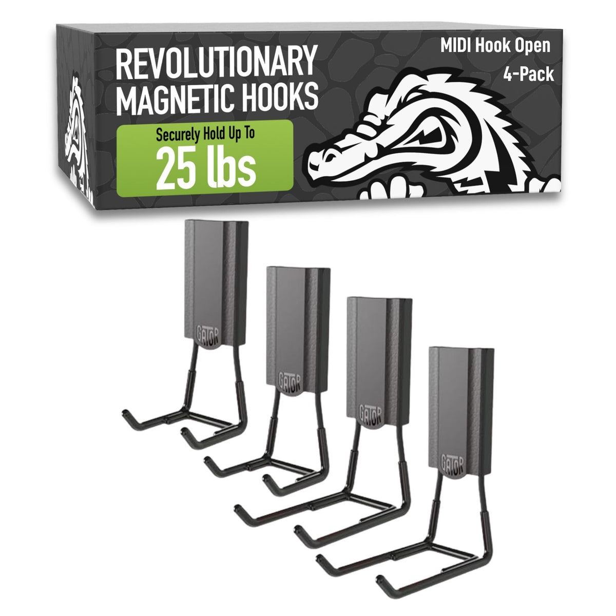 GATOR MAGNETICS MIDI 4 in Red Open Hooks, 25 lb Magnetic Hooks – 3 Pack