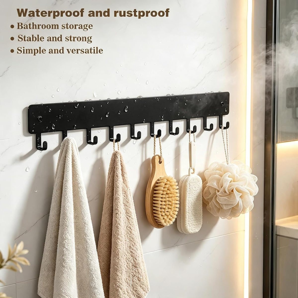 Key Holder Wall Mount,14in with 10 Hooks,Black Metal Key Hanger for Car Key Ring,Suitable for Entrances/Door/Living Rooms/Kitchen/Offices（2 Sets）