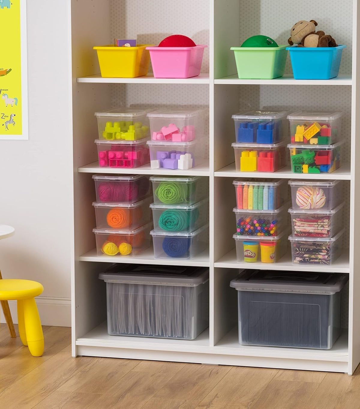 IRIS USA 6-Pack 6 Qt Storage Bins with Lids, Clear, Stackable