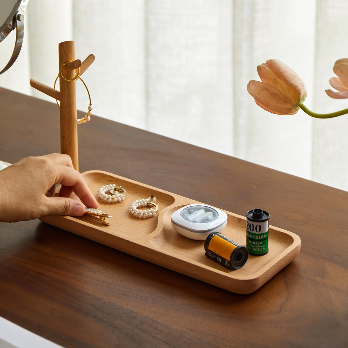 Solid Acacia Wood Key Tray and Bowl, Acacia, Square