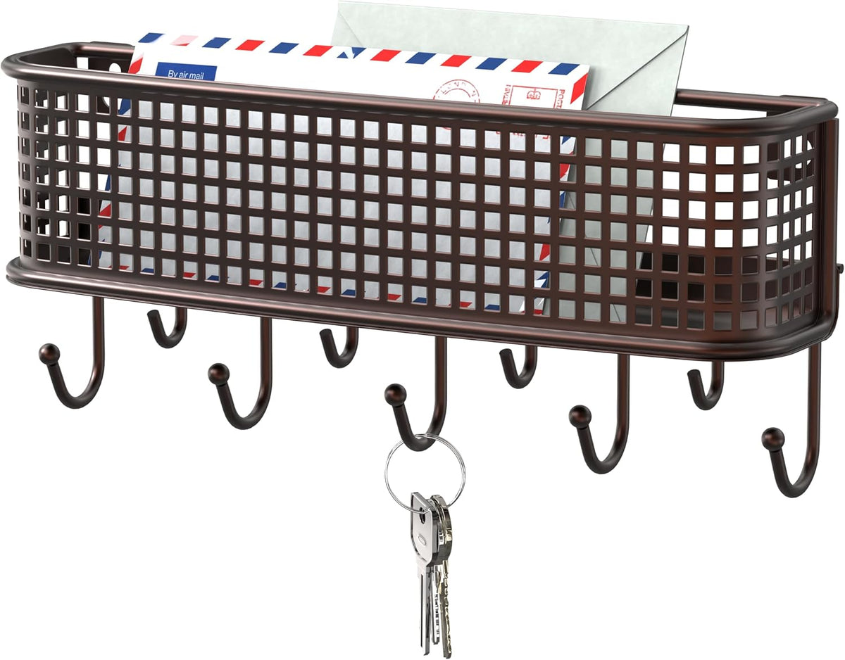 Deco Brothers Wall Key Holder and Mail Organizer, Bronze