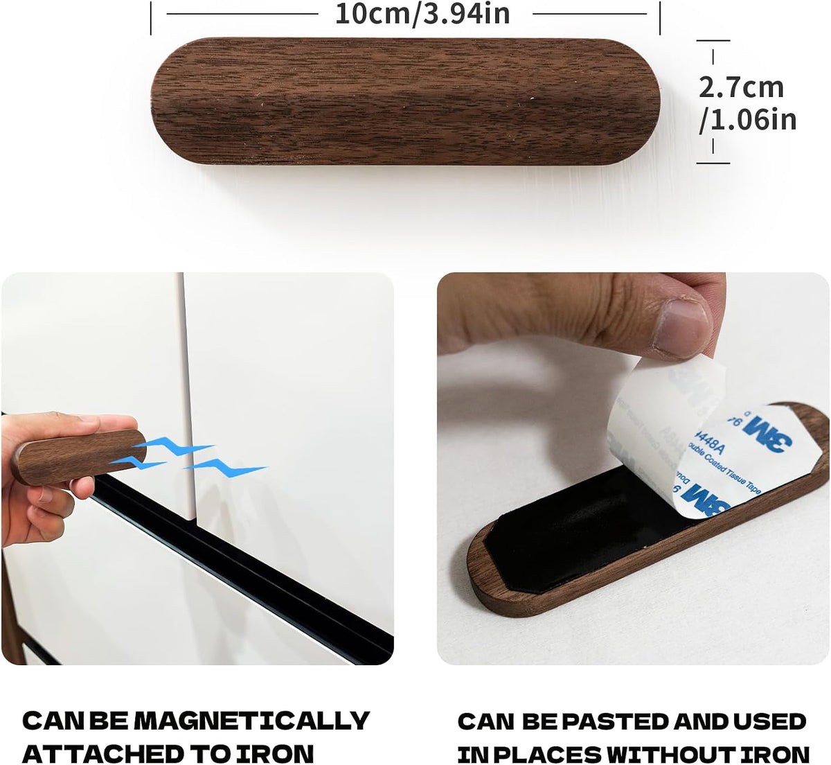 Magnetic Key Holder, Wall Mount, Walnut, 2-Pack
