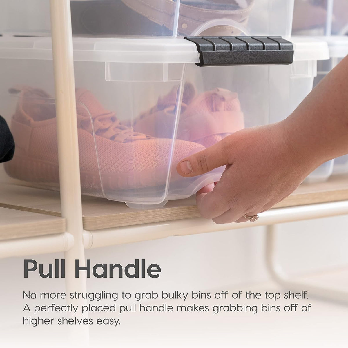 IRIS USA 4-Pack 13 Quart Storage Bins with Lids, Pearl