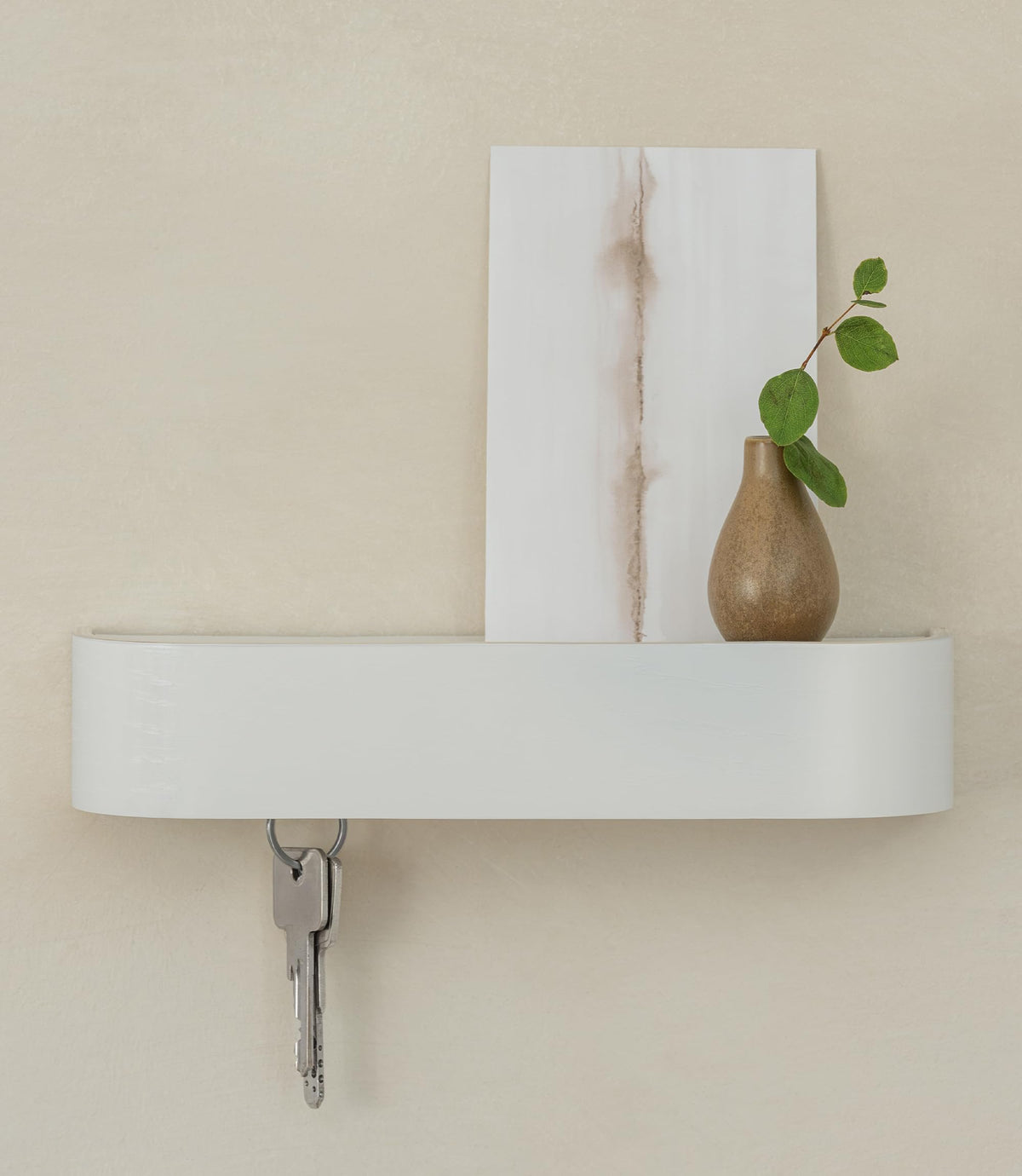 Kazai. Key Holder 'Toke' | Minimalist Key Hook Design from Berlin | Modern Key Holder Wall Mount with Wooden Shelf | Key Rack for Wall as Entryway Organizer | Oak