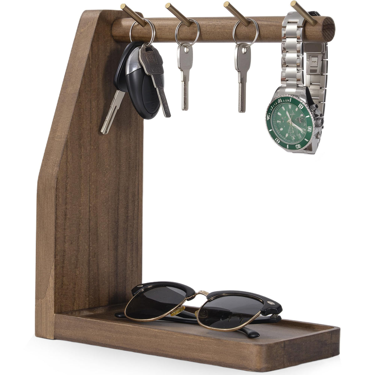 Key Tray with 7 Hooks for Keys and Jewelry, Fit Entryway Table