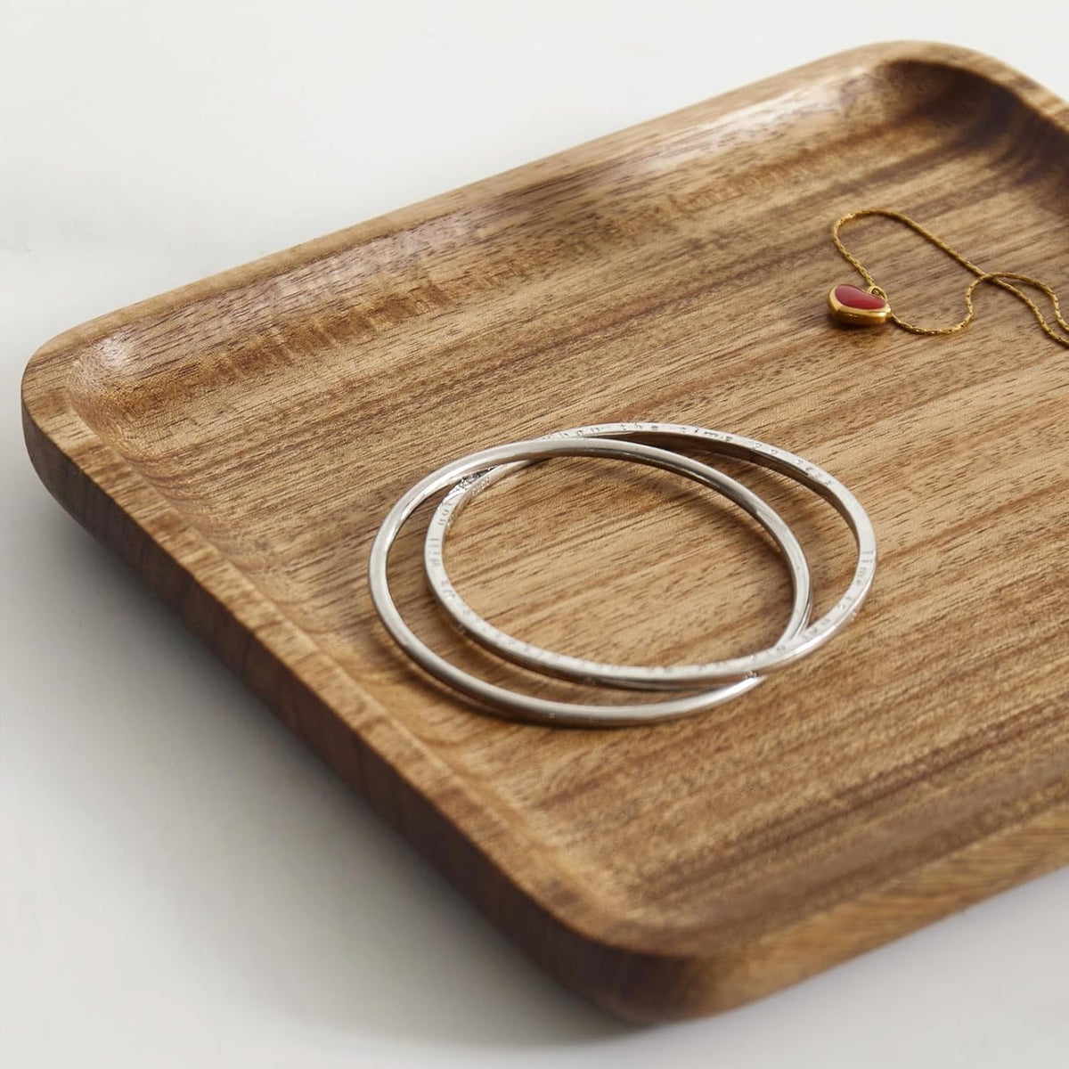 Solid Acacia Wood Key Tray and Bowl, Acacia, Square