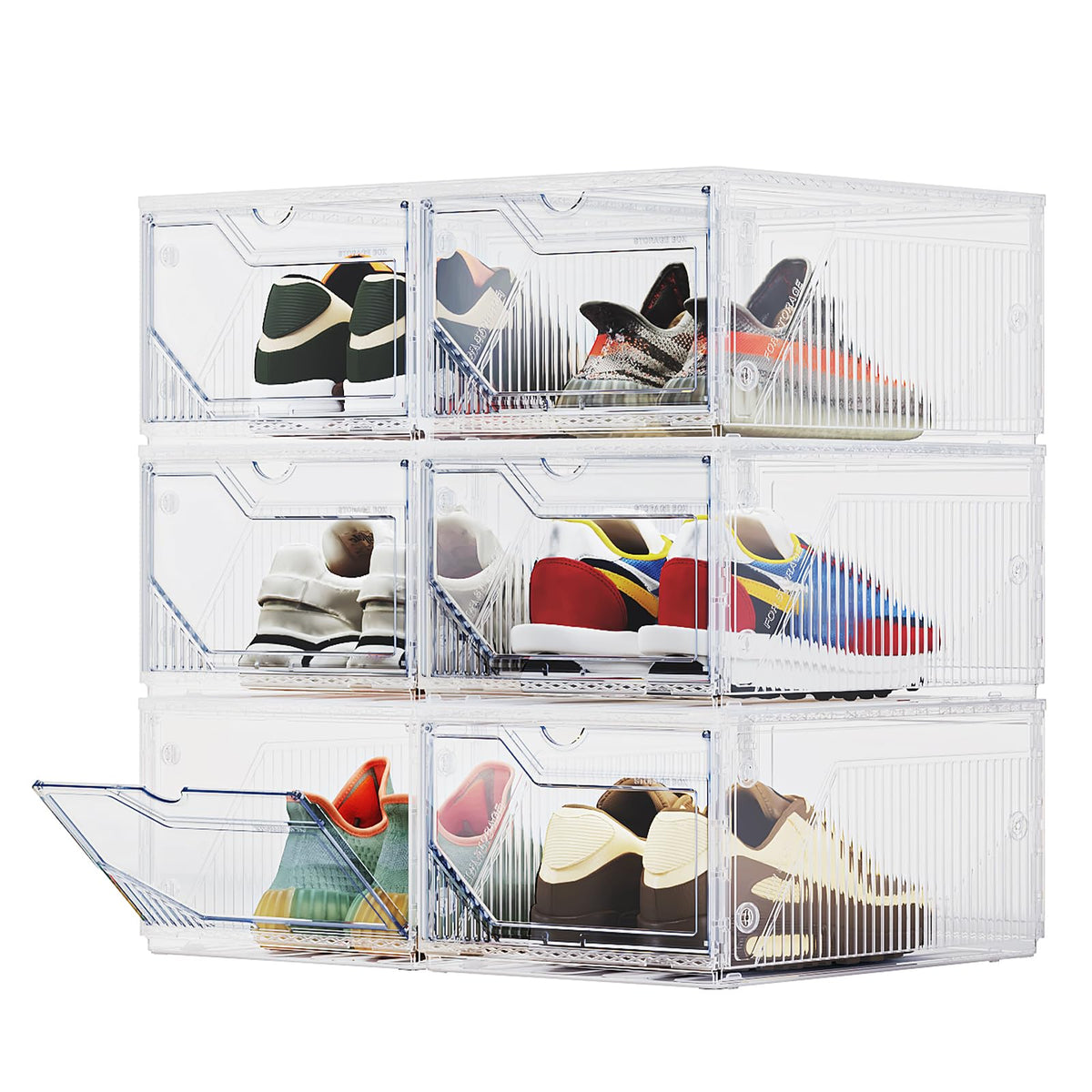BROVIEW XX-Large Shoe Sneaker Storage Boxes for Size 14, 6 Pack Shoe Boxes