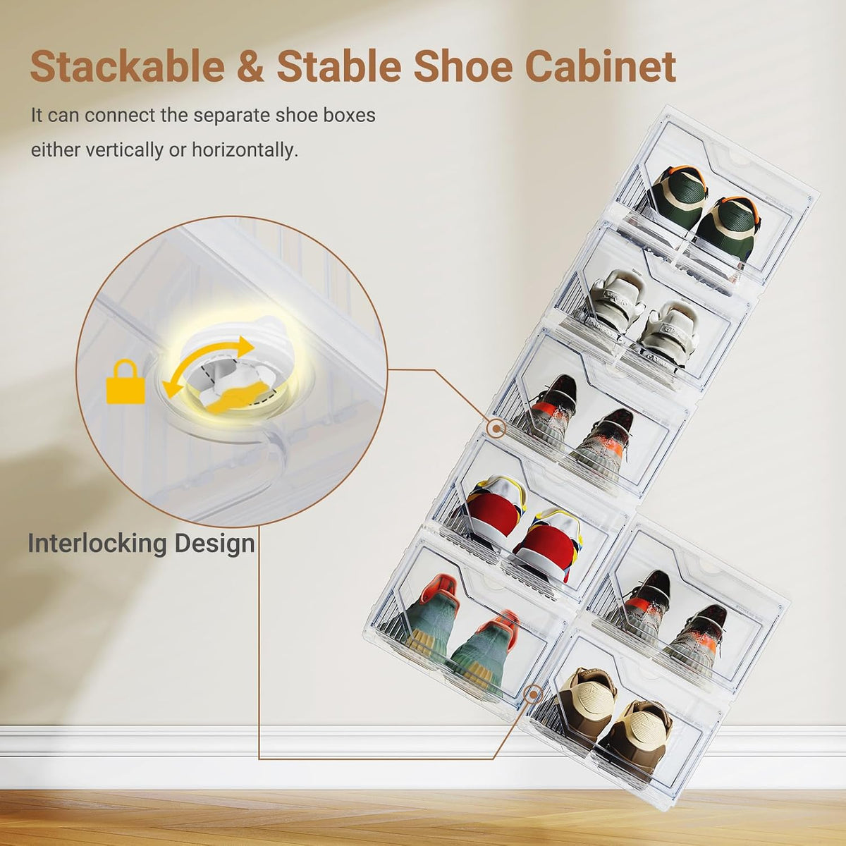 BROVIEW XX-Large Shoe Sneaker Storage Boxes for Size 14, 6 Pack Shoe Boxes