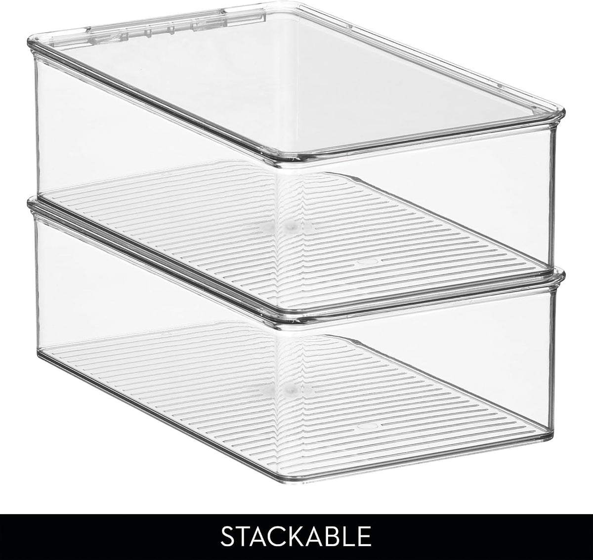 iDesign Stackable Plastic Shoe Box with Hinged-Lid, Set of 4, Clear