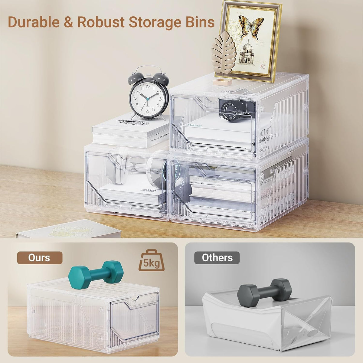 BROVIEW XX-Large Shoe Sneaker Storage Boxes for Size 14, 6 Pack Shoe Boxes