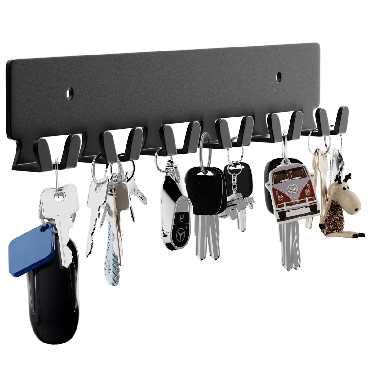 GTK Key Holder for Wall, Key Hooks with Tray and 6 Hooks, Wall Mounted Key Holder for Hallway, Key Rack with Shelf for Mail Storage (Gold)