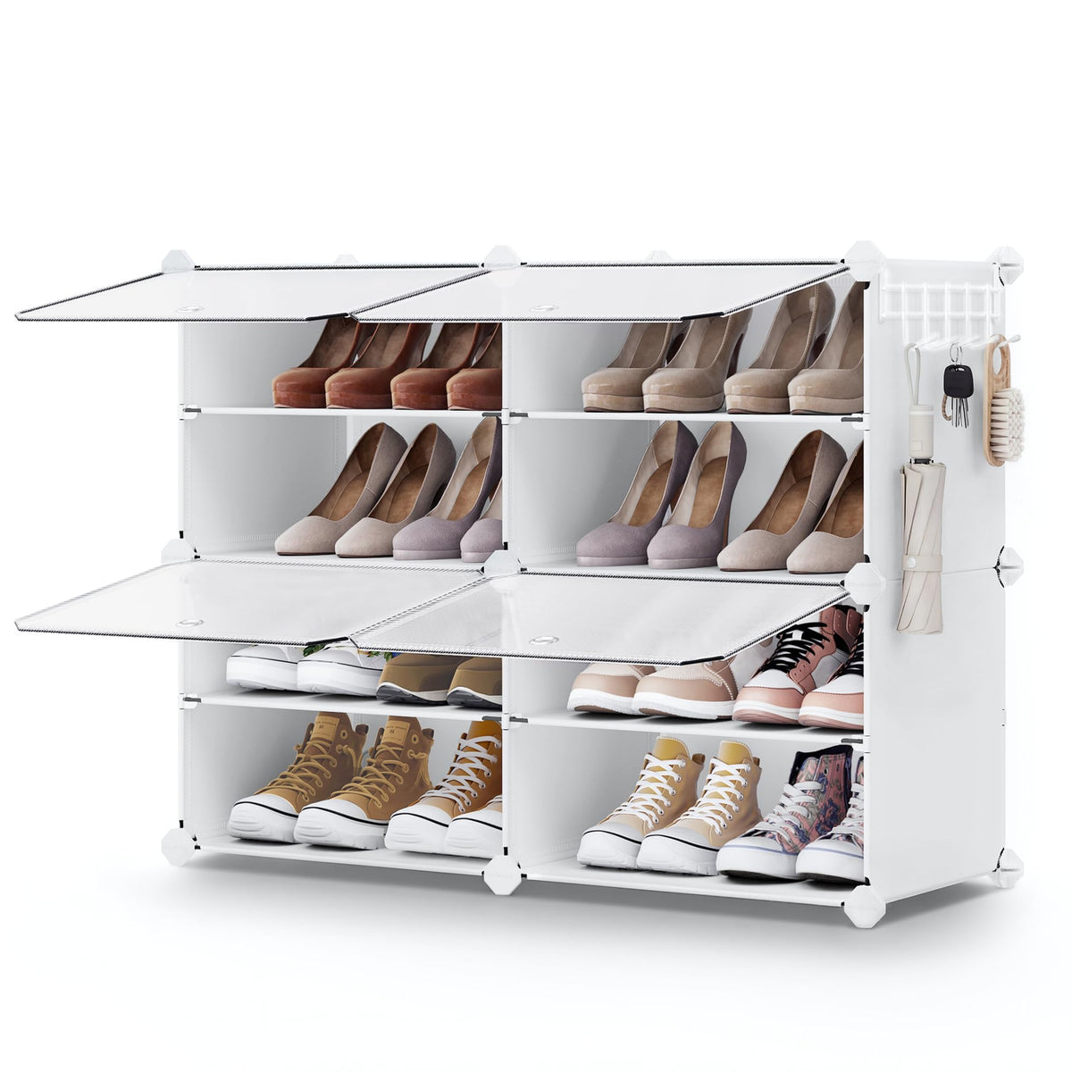 SONGMICS Shoe Rack, 6-Tier with Doors, 24-Pair Storage Cabinet