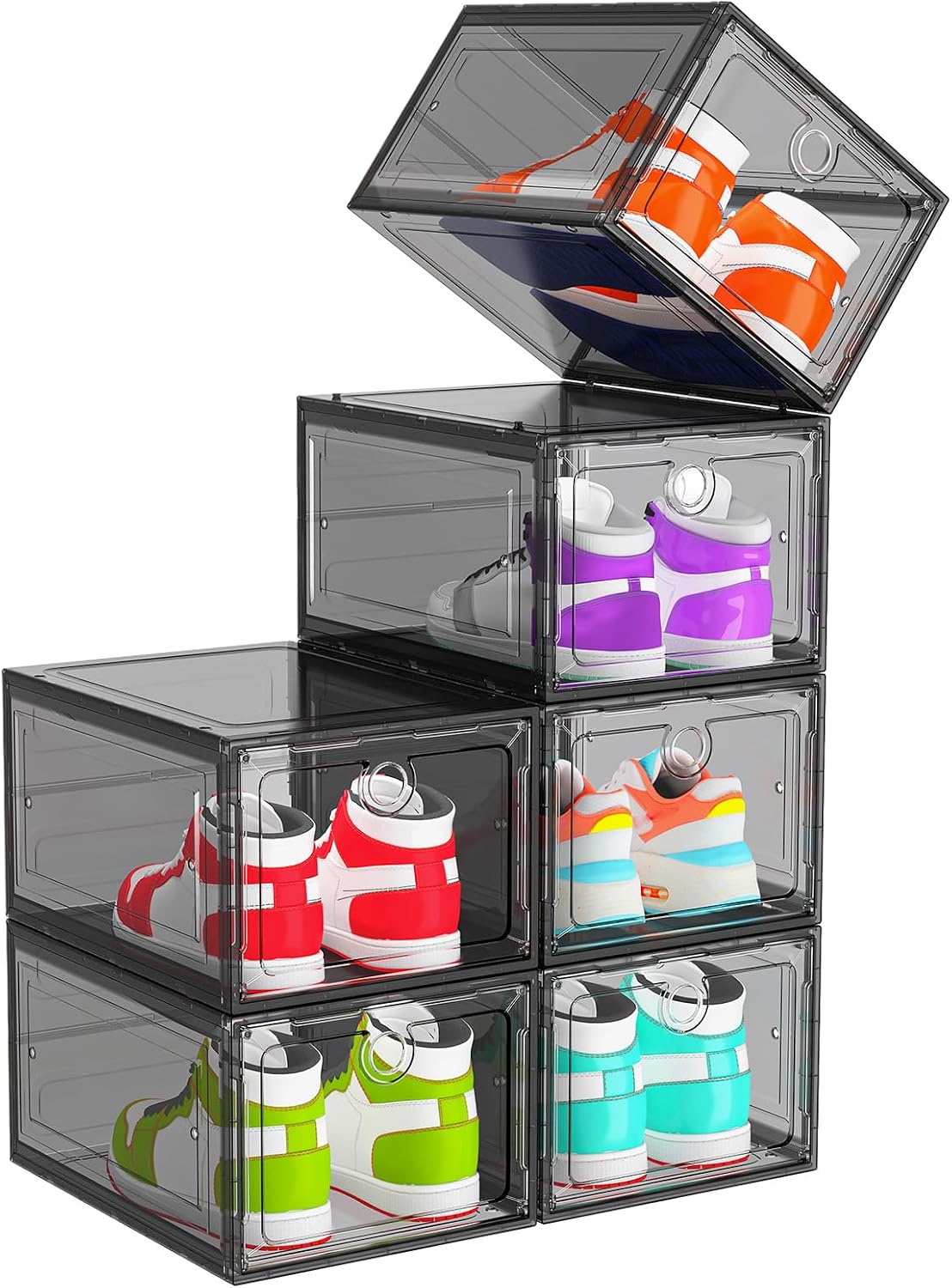ARSTPEOE 6-Pack Clear Shoe Storage Boxes Magnetic Stackable