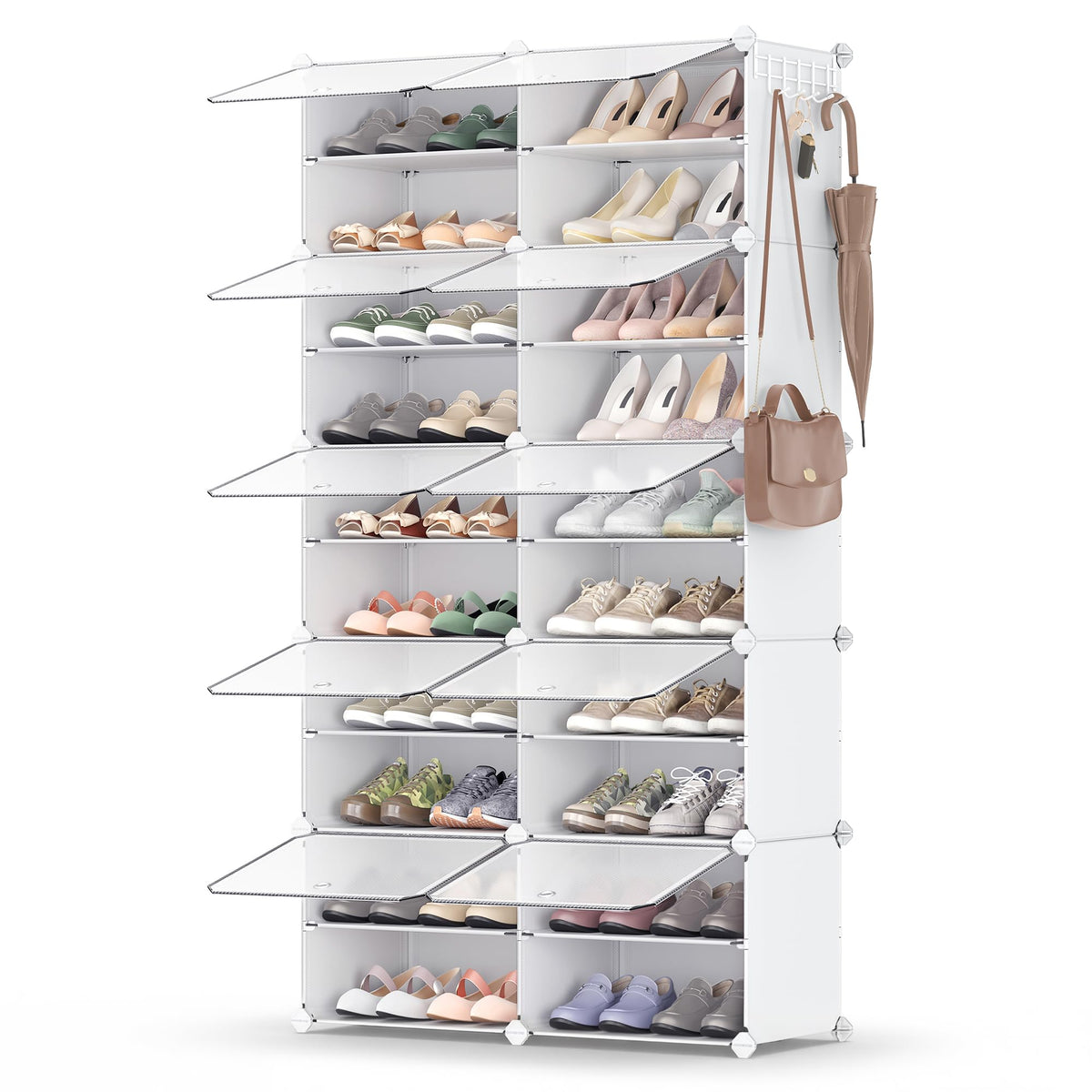SONGMICS Shoe Rack, 6-Tier with Doors, 24-Pair Storage Cabinet