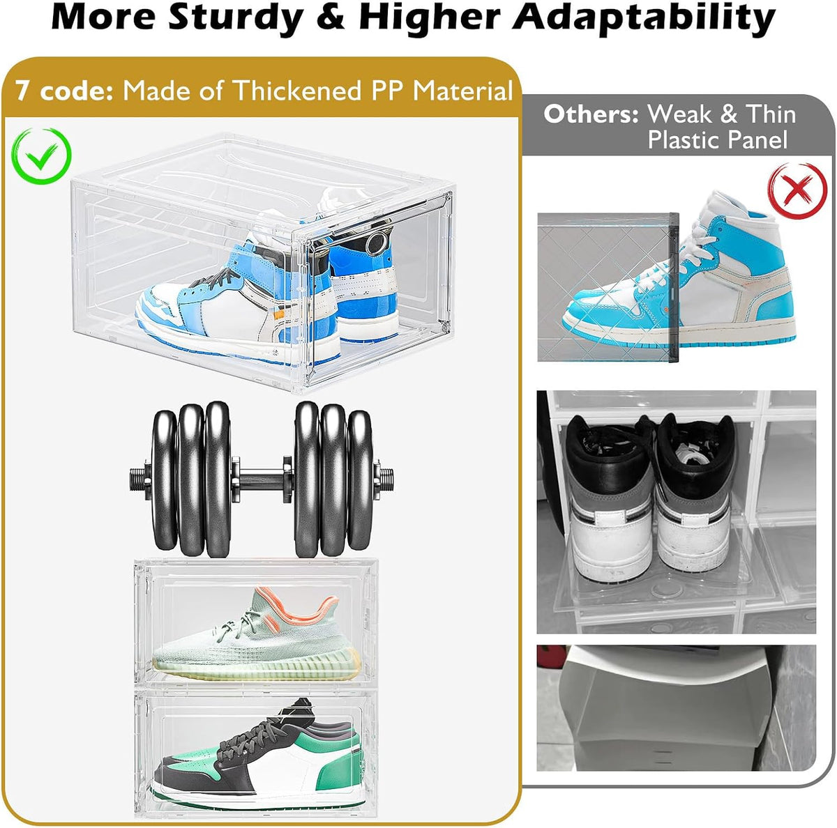 12 Pack Shoe Organizer, Stackable Shoe Storage Boxes with Magnetic Door