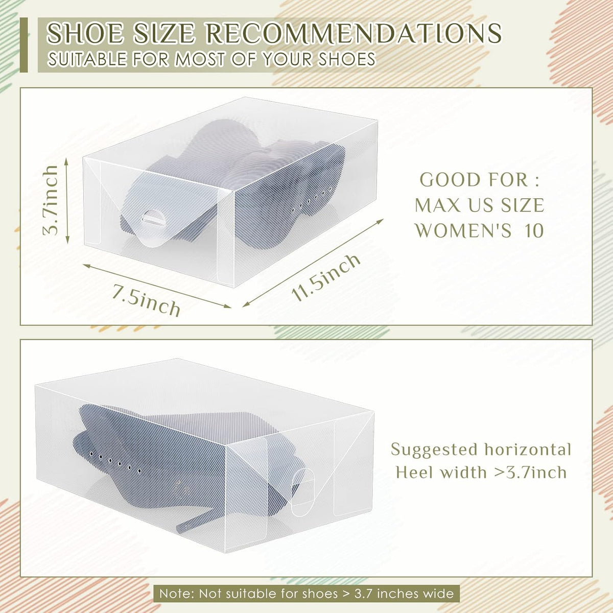 Sintuff 20 Pcs Clear Shoe Boxes Plastic Stackable, 11.8 x 7.5 x 3.7 Inches