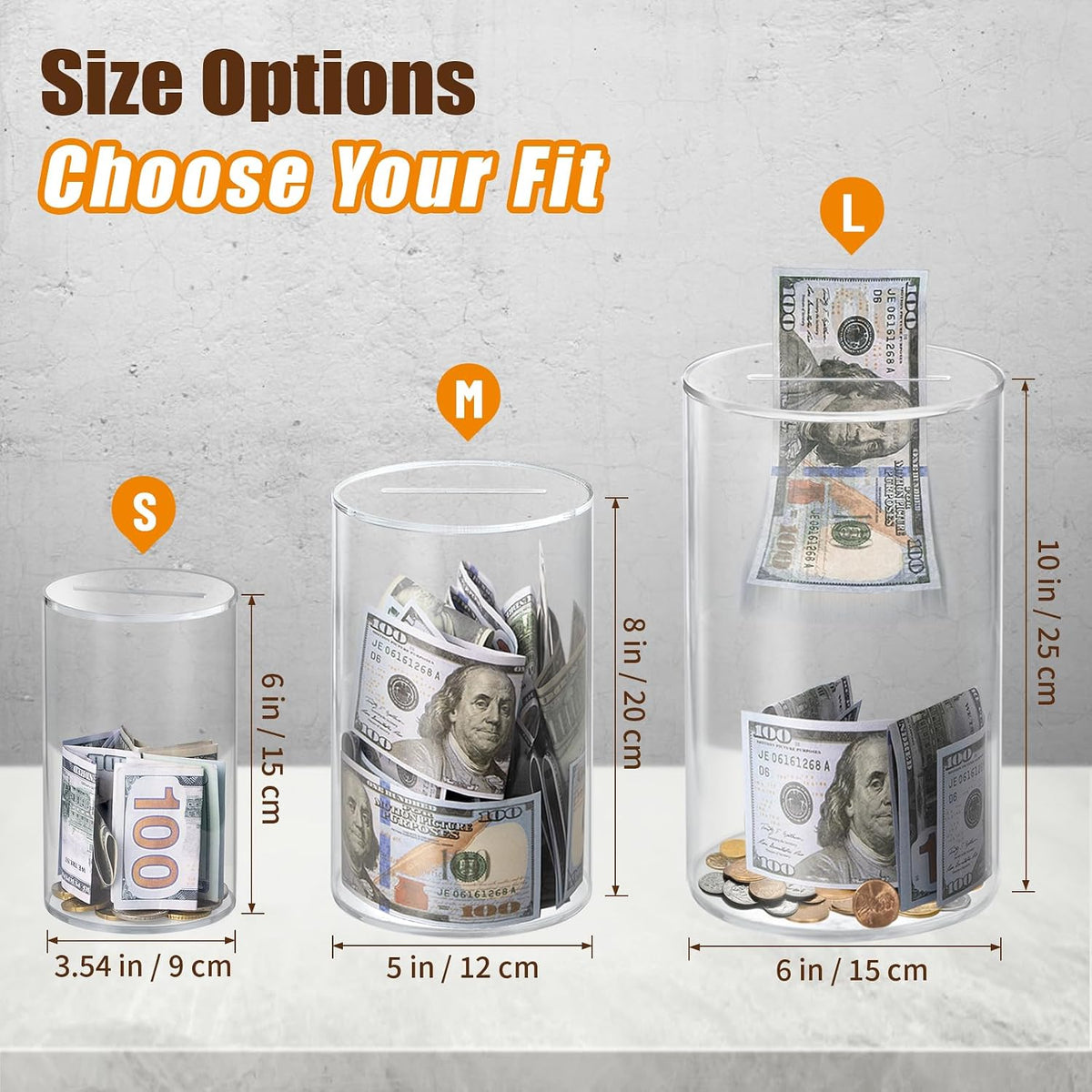 Hicocool Clear Piggy Bank, Must Break to Open, Acrylic Money Bank, 6"x3.54"