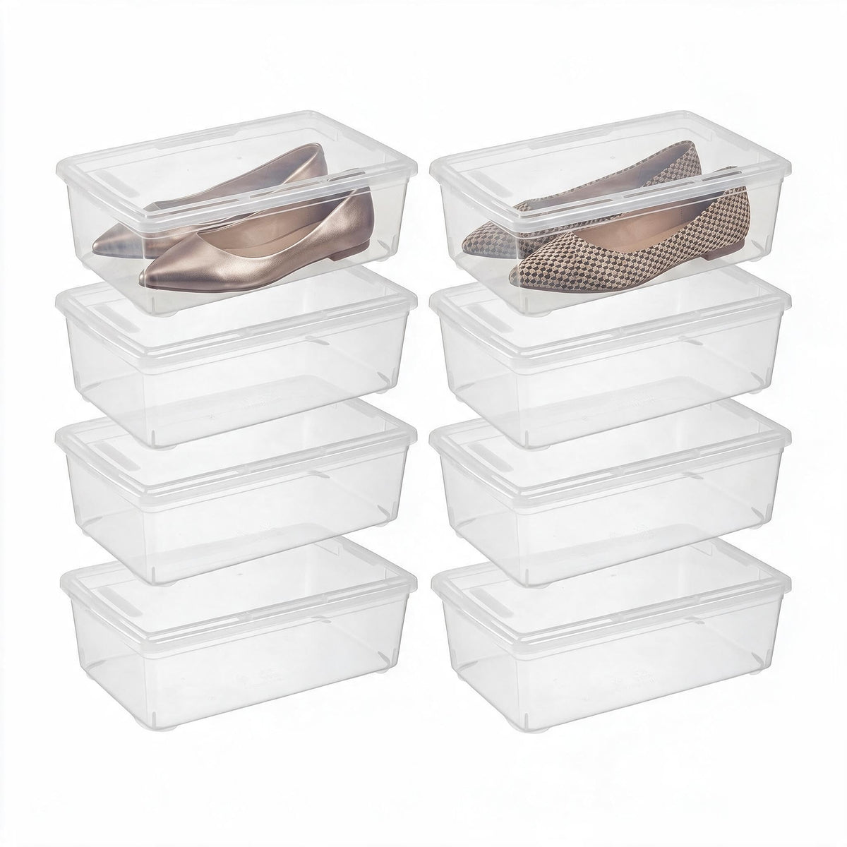 novelinks 12 Pack 6 Quart Clear Plastic Storage Bins with Lids, Shoe Boxes